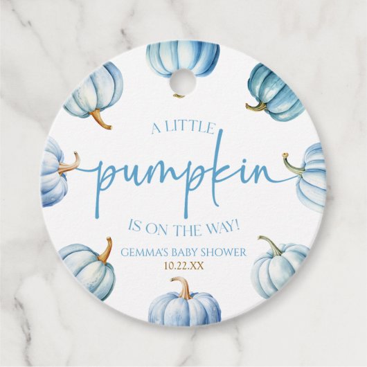 Een beetje pompoen is onderweg. Baby Shower Bedankjes Labels (Voorkant)