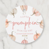 Een beetje pompoen is onderweg. Baby Shower Bedankjes Labels (Achterkant)