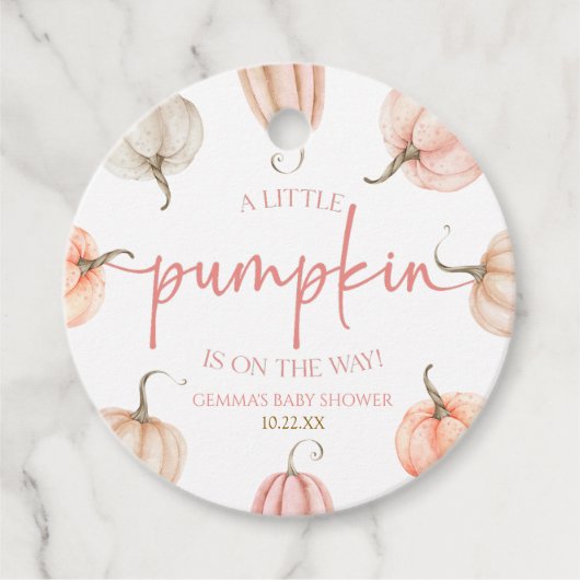 Een beetje pompoen is onderweg. Baby Shower Bedankjes Labels (Voorkant)