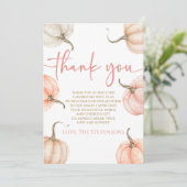 Een beetje pompoen is onderweg. Baby Shower Bedankkaart (Staand voorkant)