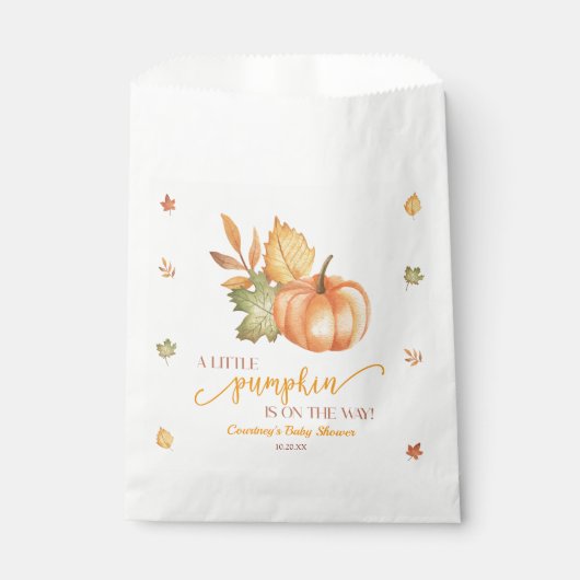 Een beetje pompoen is onderweg. Baby Shower Bedankzakje (Voorkant)