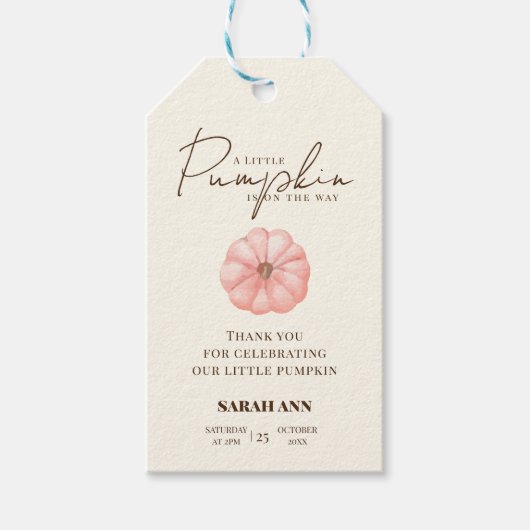 Een beetje pompoen is onderweg Baby shower Cadeaulabel (Voorkant)