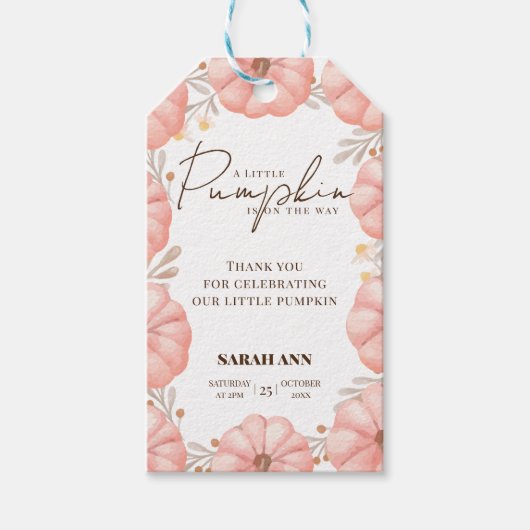 Een beetje pompoen is onderweg Baby shower Cadeaulabel (Voorkant)