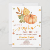 Een beetje pompoen is onderweg. Baby shower Invita Kaart (Voorkant)