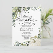 Een beetje pompoen is onderweg Baby shower Kaart (Staand voorkant)