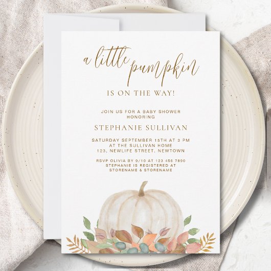 Een beetje pompoen is onderweg Baby shower Kaart