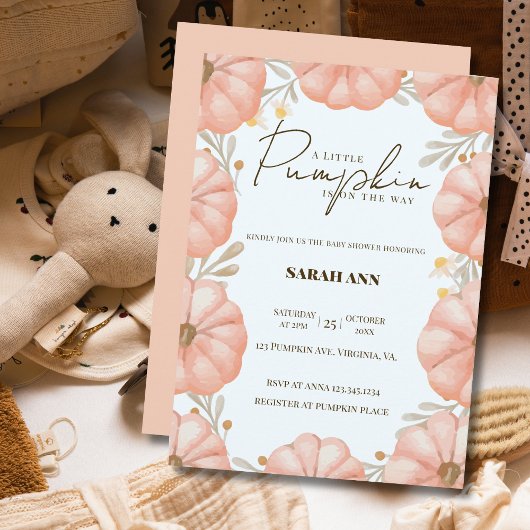 Een beetje pompoen is onderweg Baby shower Kaart