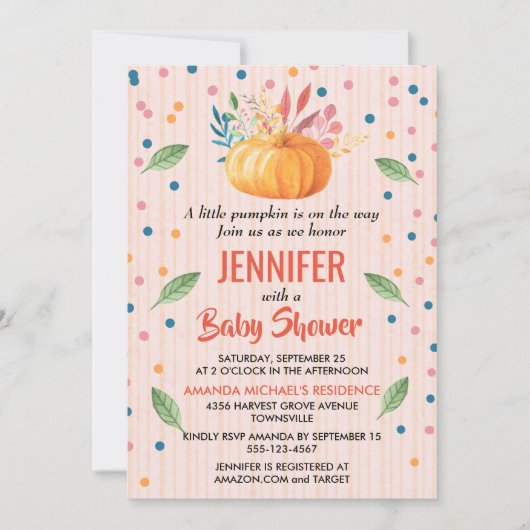 Een beetje pompoen is onderweg Baby shower Kaart (Voorkant)