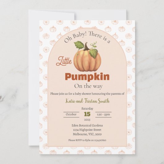 Een beetje pompoen is onderweg Baby shower Kaart (Voorkant)