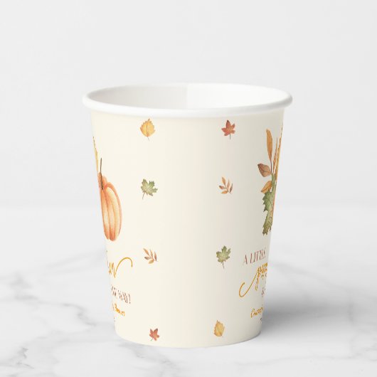 Een beetje pompoen is onderweg. Baby Shower Papieren Bekers (Links)