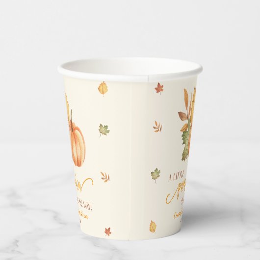 Een beetje pompoen is onderweg. Baby Shower Papieren Bekers (Rechts)