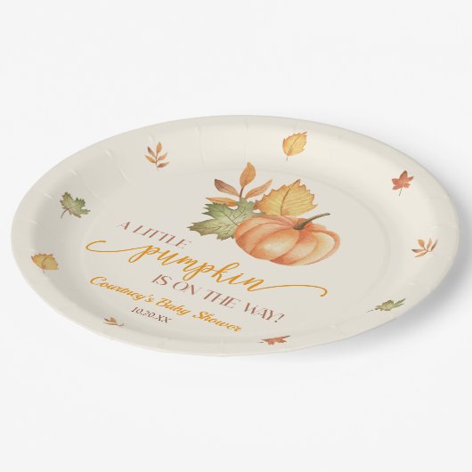 Een beetje pompoen is onderweg. Baby Shower Papieren Bordje (Gekanteld)