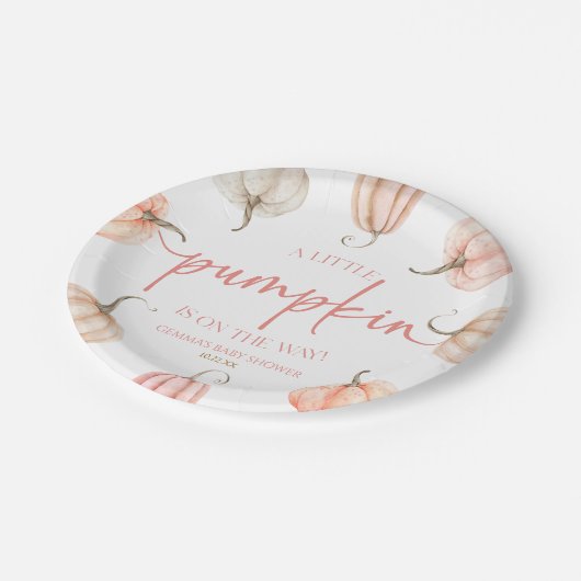 Een beetje pompoen is onderweg. Baby Shower Papieren Bordje (Gekanteld)