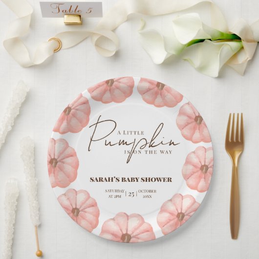 Een beetje pompoen is onderweg Baby shower Papieren Bordje (Huwelijk)