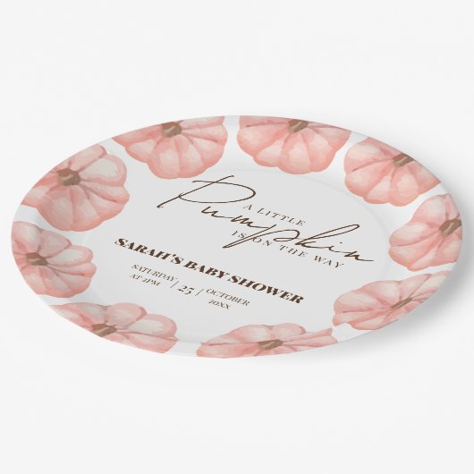 Een beetje pompoen is onderweg Baby shower Papieren Bordje (Gekanteld)