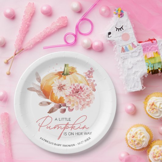 Een beetje pompoen is onderweg Baby shower Papieren Bordje (Feest)