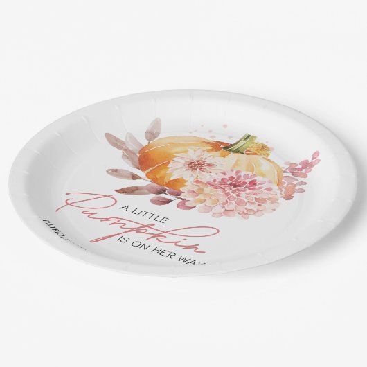 Een beetje pompoen is onderweg Baby shower Papieren Bordje (Gekanteld)