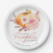 Een beetje pompoen is onderweg Baby shower Papieren Bordje (Voorkant)