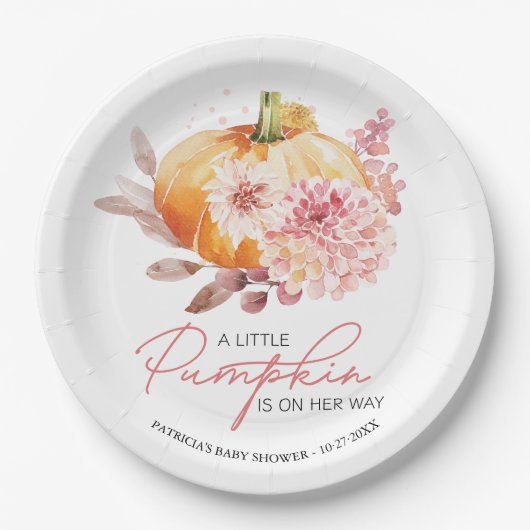 Een beetje pompoen is onderweg Baby shower Papieren Bordje (Voorkant)