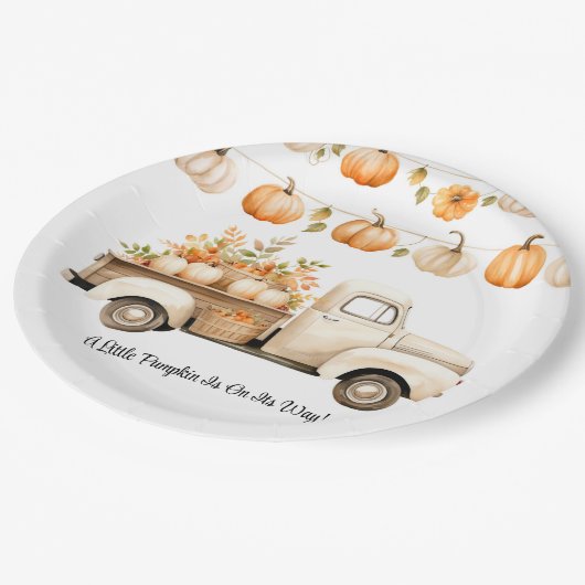 Een beetje pompoen is onderweg Baby shower Papieren Bordje (Gekanteld)