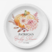 Een beetje pompoen is onderweg Baby shower Papieren Bordje (Voorkant)