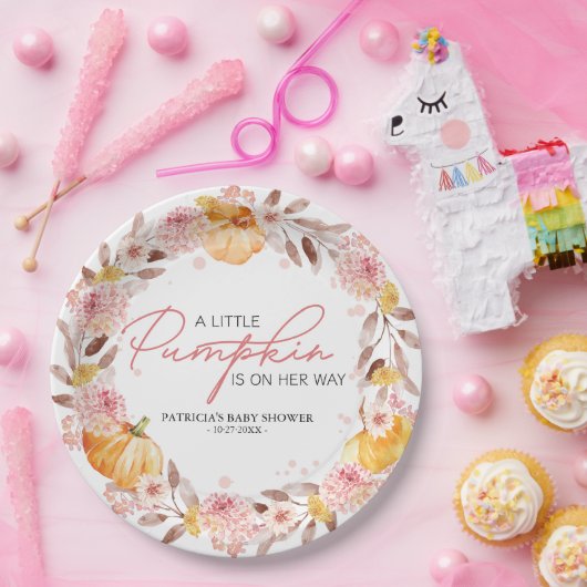 Een beetje pompoen is onderweg Baby shower Papieren Bordje (Feest)