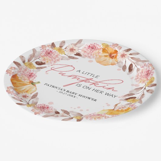 Een beetje pompoen is onderweg Baby shower Papieren Bordje (Gekanteld)