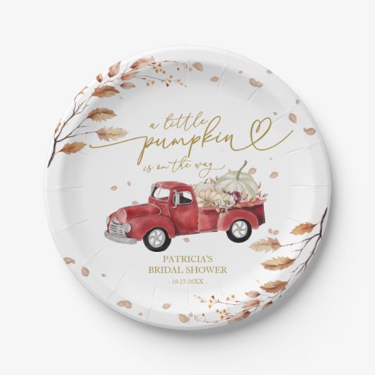 Een beetje pompoen is onderweg Baby shower Papieren Bordje (Voorkant)