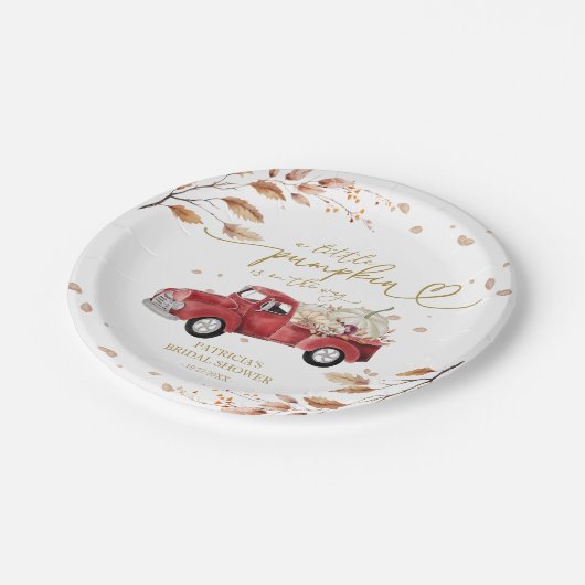 Een beetje pompoen is onderweg Baby shower Papieren Bordje (Gekanteld)