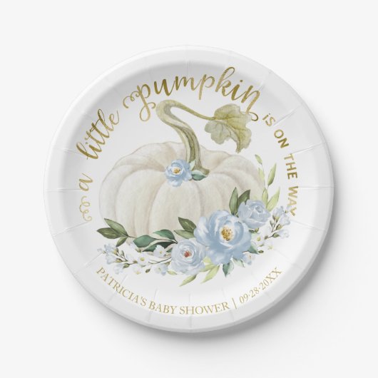 Een beetje pompoen is onderweg Baby shower Papieren Bordje (Voorkant)
