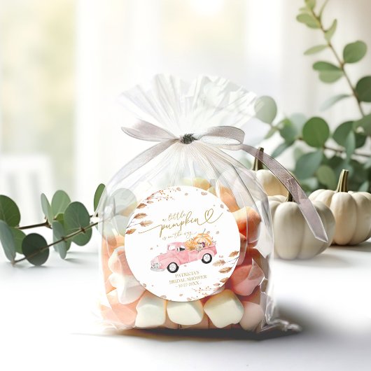 Een beetje pompoen is onderweg Baby shower Ronde Sticker