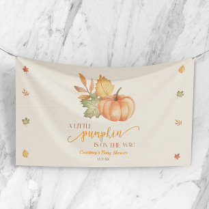 Een beetje pompoen is onderweg. Baby Shower Spandoek
