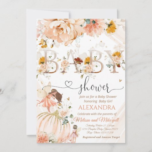 Een beetje pompoen is onderweg Baby shower uitnodi Kaart (Voorkant)