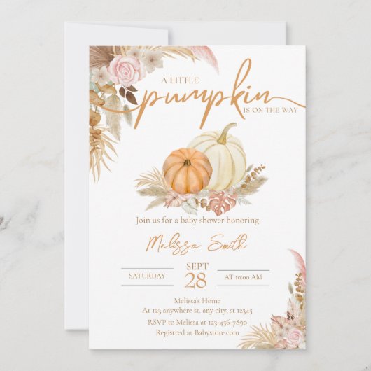 Een beetje pompoen is onderweg Boho Autumn Herfst Kaart (Voorkant)