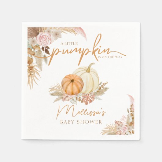 Een beetje pompoen is onderweg Boho Autumn Herfst Servet (Voorkant)