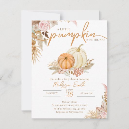 Een beetje pompoen is onderweg Boho-uitnodiging (Voorkant)