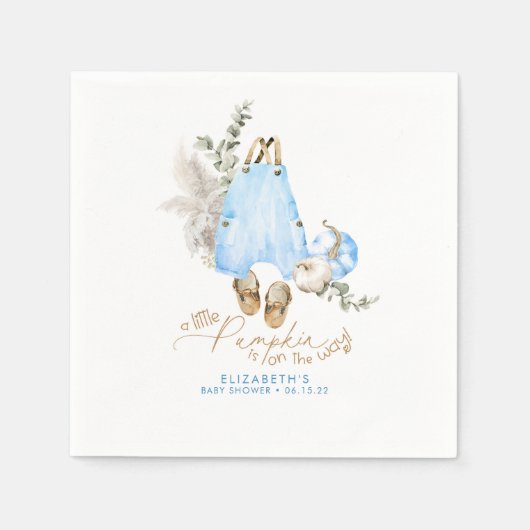 Een beetje pompoen is onderweg - Herfst Baby showe Servet (Voorkant)