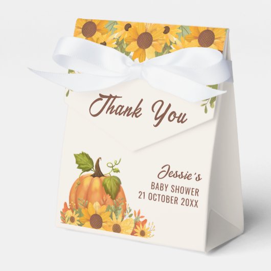 Een beetje pompoen is onderweg Herfst Baby shower Bedankdoosjes (Voorkant Zijde)