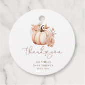 Een beetje pompoen is onderweg Herfst Baby shower Bedankjes Labels (Voorkant)