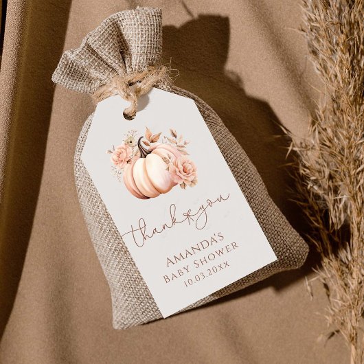 Een beetje pompoen is onderweg Herfst Baby shower Cadeaulabel