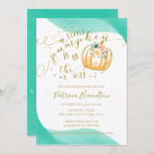 Een beetje pompoen is onderweg Herfst Baby shower Kaart (Voorkant / Achterkant)