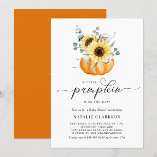 Een beetje pompoen is onderweg Herfst Baby shower Kaart