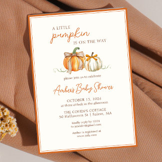 Een beetje pompoen is onderweg! Herfst Baby shower Kaart