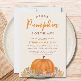 Een beetje pompoen is onderweg Herfst Baby shower Kaart