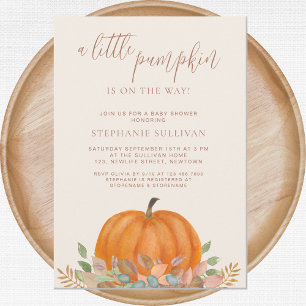 Een beetje pompoen is onderweg Herfst Baby shower Kaart