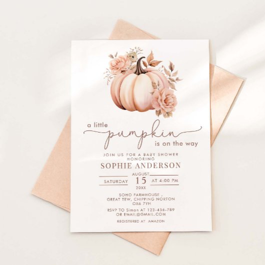 Een beetje pompoen is onderweg Herfst Baby shower Kaart