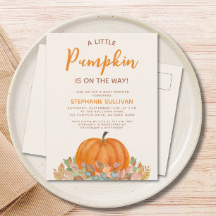 Een beetje pompoen is onderweg Herfst Baby shower Uitnodiging Briefkaart