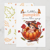 Een beetje pompoen is onderweg naar het Baby showe Save The Date (Voorkant / Achterkant)