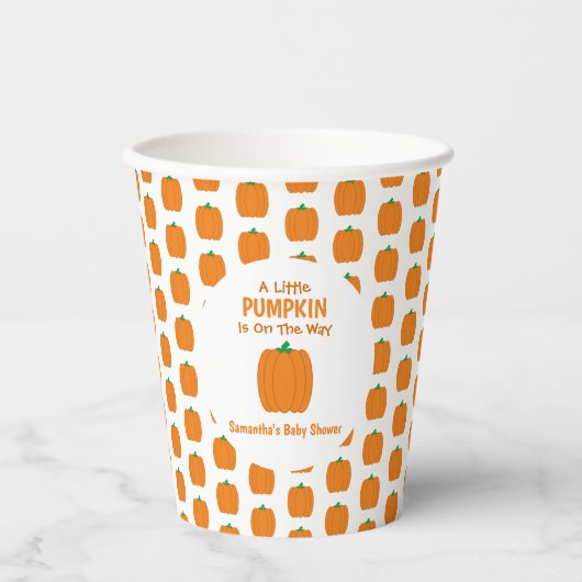 Een beetje pompoen is onderweg papieren bekers (Voorkant)