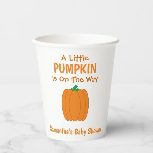 Een beetje pompoen is onderweg papieren bekers (Voorkant)